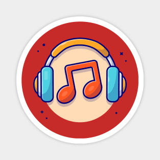 Music Notes Icon with Headphones Music Cartoon Vector Icon Illustration Magnet